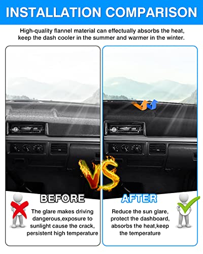 Image of Autorder Dashboard Cover Mat for 1992-1996 Ford F150 F250 F350 Accessories Dash Cover Flannel Dash Mat Sunshade Glare UV Rays Protector