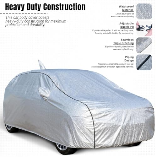 Image of Allextreme Car Body Cover for Maruti Suzuki XL6 All Model & Years 100% Waterproof Triple Stitched with Mirror Pockets Full Bottom Elastic Dustproof Heat & UV Resistant Full Body Protection (Silver)