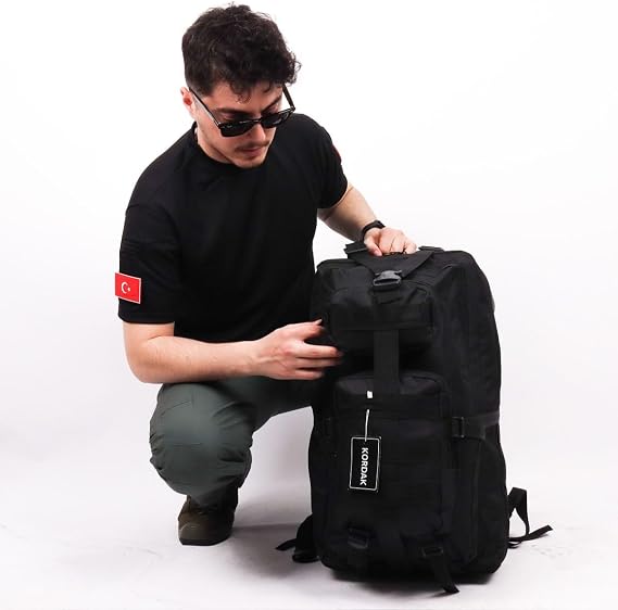 65 Lt Siyah Outdoor Sırt Çantası,Molle Sistemli, Suya Dayanıklı, Çok Gözlü, Outdoor, Kamp, Avcılık, Günlük Kullanım, Erkek, Kadın