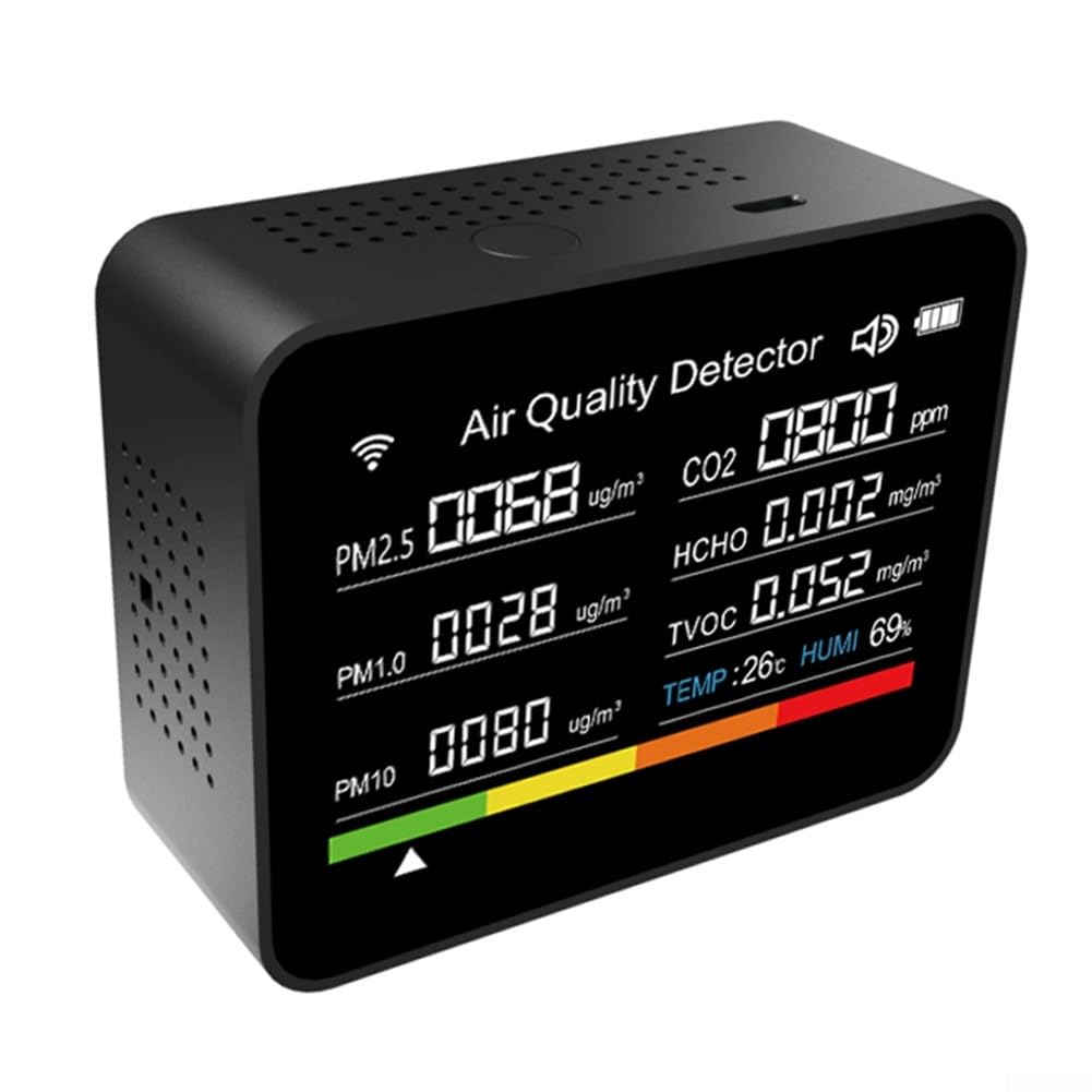 Rilevatore di , 13 in 1, misuratore di qualità dell'aria da interni, WiFi, monitor accurato, app per Tuya, tester di qualità dell'aria per casa, ufficio, scuola, nero