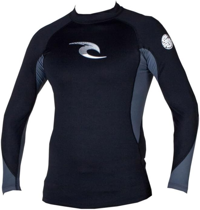 Rip Curl Men's Classic Long Sleeve Wave Rashguard (Black/Charcoal, X-Large)