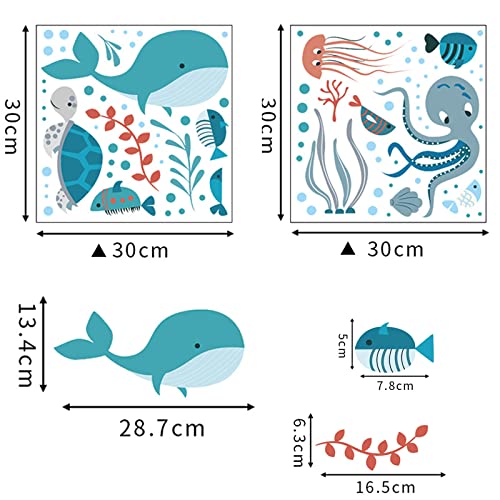 Mascare Watercolour Cartoon Ocean Animal Wall Decals Dolphin Octopus Sea Turtle Wall Stickers Removable Peel & Stick Decorative Wall #TOP1