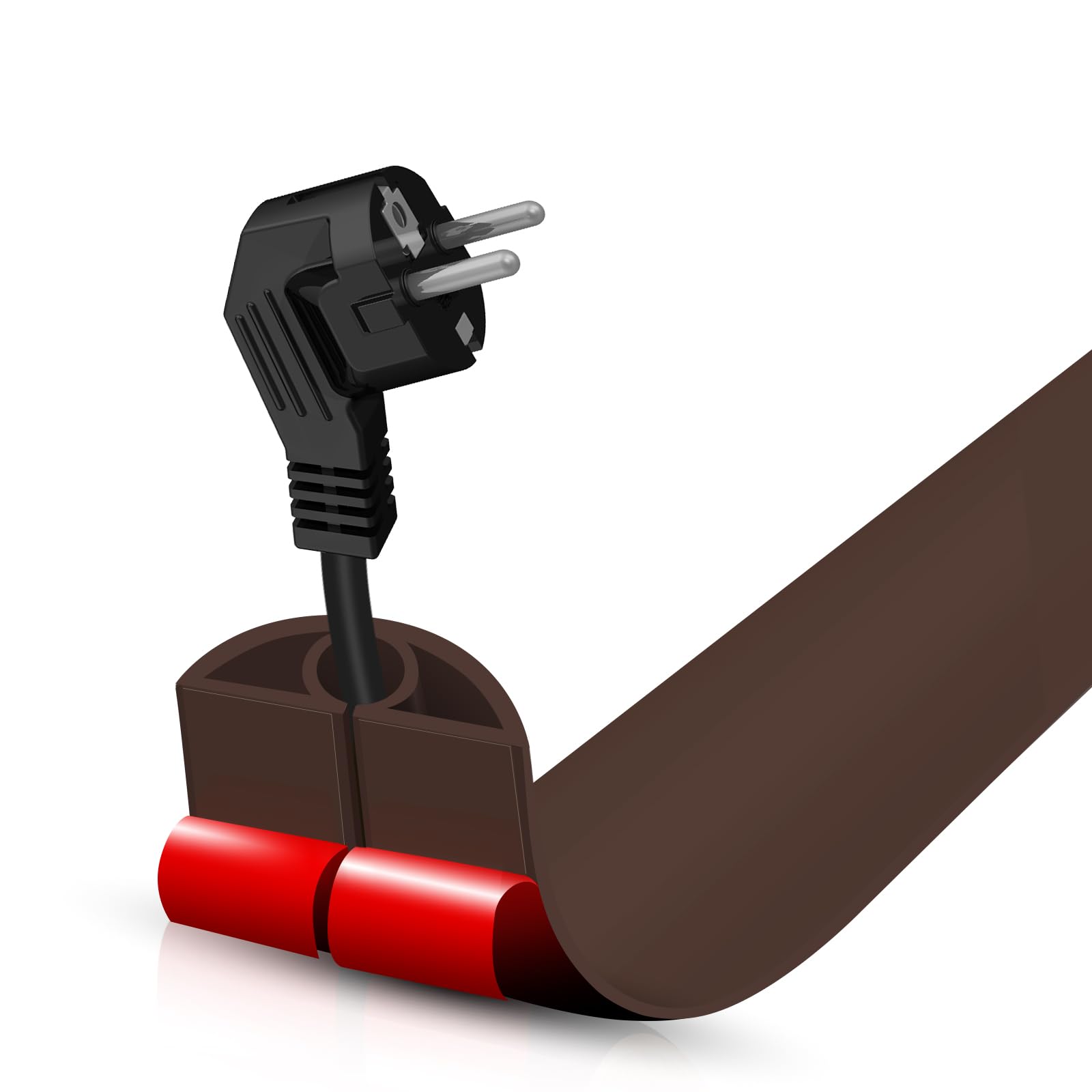 Floor Cord Cover Self Adhesive Cord Hider,3.3FT Cable Management, Extension Strip Protector for Wires, Prevent Cable Trips for Offices, Gyms, Exhibitions Cavity:0.3"(W) x 0.28"(H) Coffee