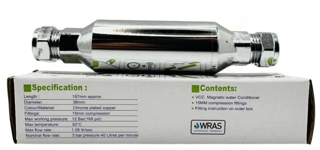 hep Online Inline Magnetic Scale Reducer Inhibitor 15mm Compression Lime Beater - 15mm Scale Inhibitor for Central Heating Boiler