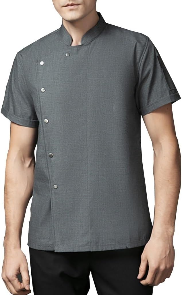 Unisex Chef Work Uniform Short Sleeve Breathable Chef Jacket Mens Womens Chef Coat Restaurant Kitchen Chef Tops