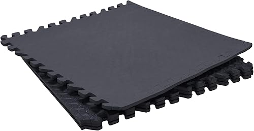 Vista 82 de HTTMT - Alfombra blanca 4 x (16 pies cuadrados) para gimnasio, 24 x 24 pulgadas, espuma EVA, ejercicio entrelazado, rompecabezas de fitness, tapete