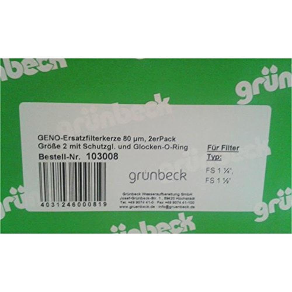 Grünbeck Geno świeca filtracyjna, filtr do wody do zmiękczacza, zestaw 2 szt., do FS 1 1/4", 103 008, wielokolorowa