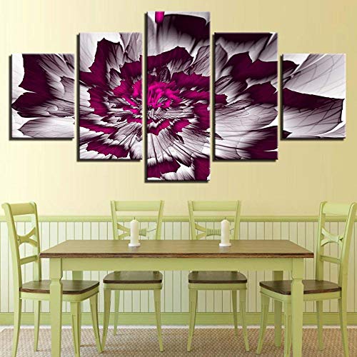 Tableau mural 5 pièces fleur pour salon élégant - 3