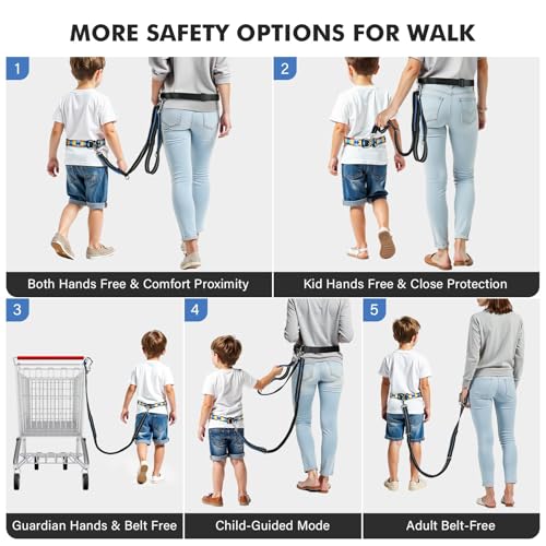 HOOMTREE Safety Waist Leash Harness for Kids with Autism, Hands-Free Waist Belt Link with 3 Padded Handles and Durable Bungee, Secure Public Walking for Special Needs ADHD/ASD Autistic Children - Thumbnail 7