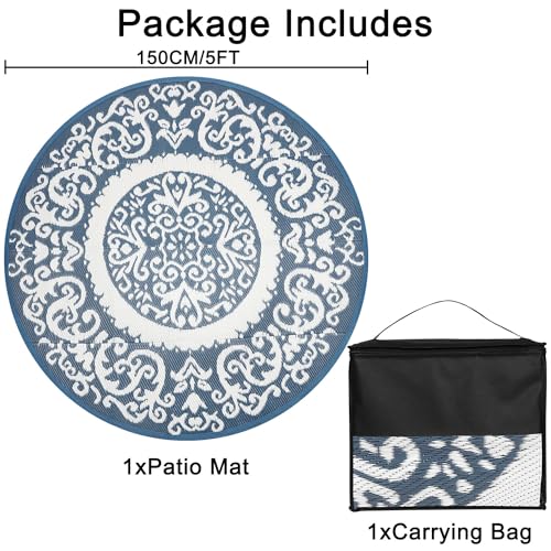 Tapis de patio réversible et imperméable en paille de plastique 1,5 m - 3