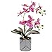 6 Branch Artificial Orchid Stems with Leaves,15” Real Touch Dancing Orchid Flower,Fake Plants Phalaenopsis for Wreaths Wedding Centerpiece Floral Arrangement Porch Summer Cemetery Decor (Rose Pink)
