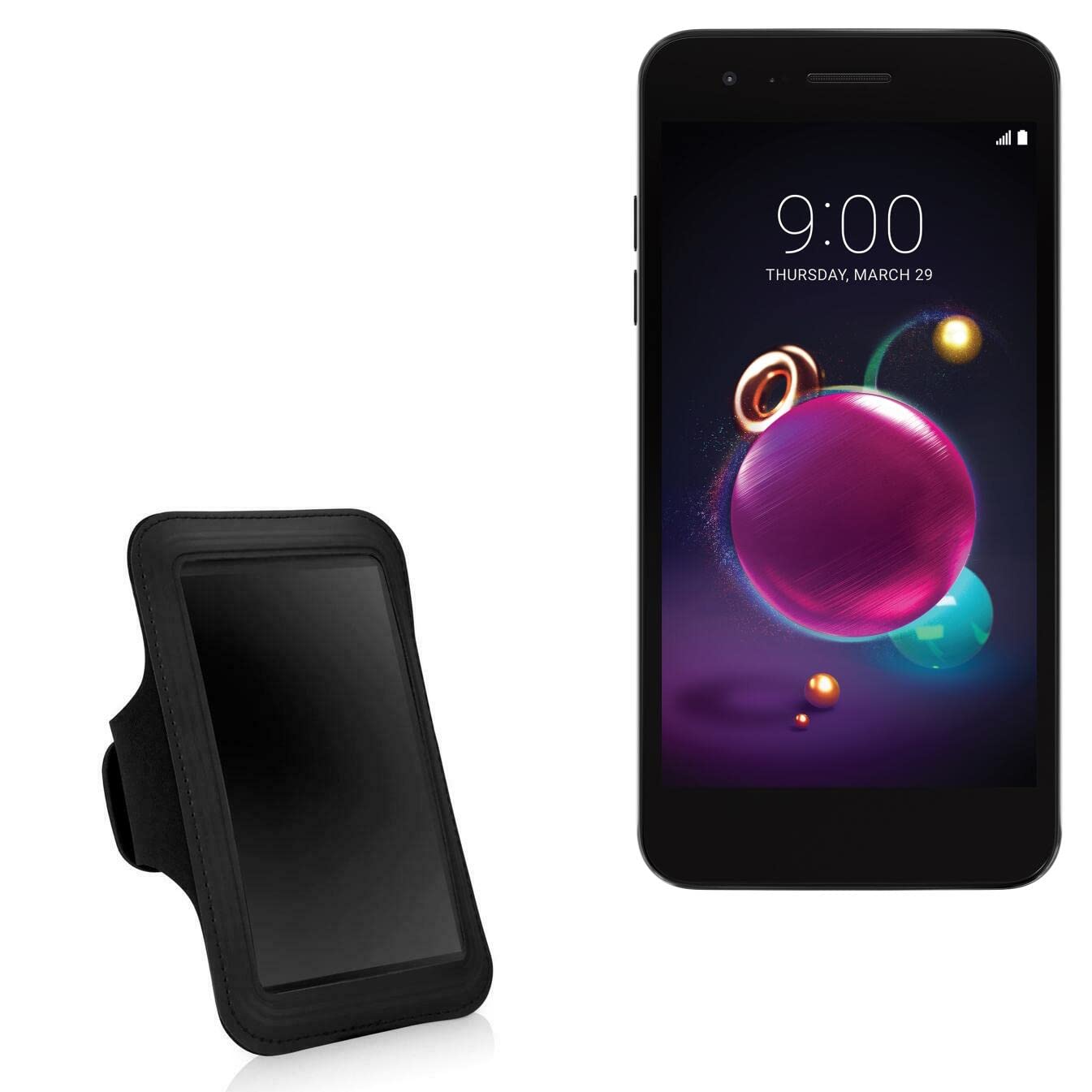 BoxWave Case Compatible with LG K8+ (2018) - Sports Armband, Adjustable Armband for Workout and Running for LG K8+ (2018) - Jet Black