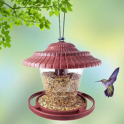 BEBEKULA Bird Feeders for Outside, Wild Bird Feeder Hanging for Garden Yard Decoration (Brown)