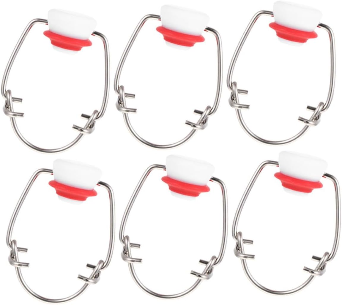 6pcs Crimson Top Bottle Caps Stainless Steel Flip Sealing Lids Leakproof Replacement Stoppers for Glass Beer Bottles Home Brewing