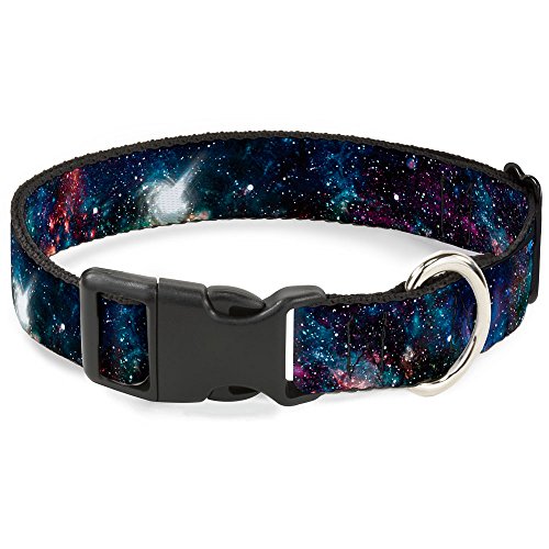 Buckle-Down Plastic Clip Collar - Galaxy Collage - 1 Wide - Fits 11-17 Neck - Medium