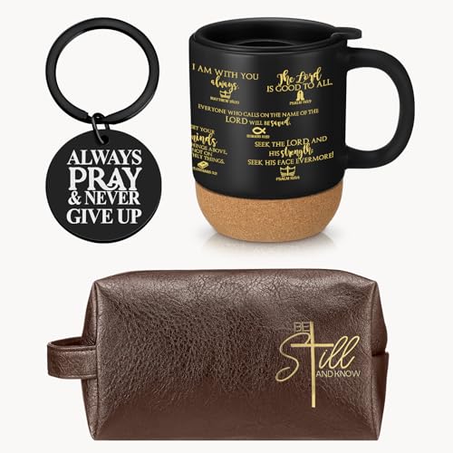 Dansydaisy Set of 3 Christian Gifts for Men Brown 13.5 oz Mug Bag Keychain