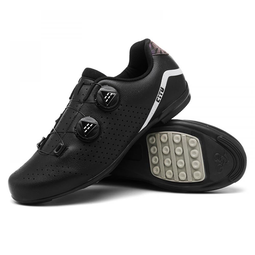 Buty rowerowe, męskie, damskie, oddychające, antypoślizgowe, gumowe podeszwy, outdoorowe, szosowe, górskie, uniseks, do treningu w pomieszczeniach i jazdy na świeżym powietrzu, Czarny, 39.5 EU