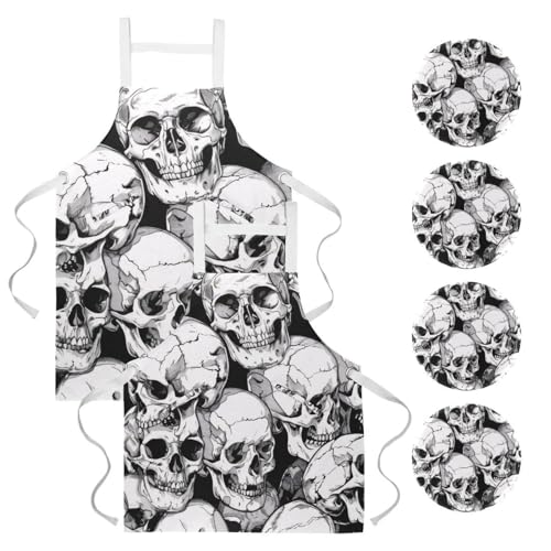 Tablier de cuisine pour nettoyage et cuisine en lot de 2 avec broches