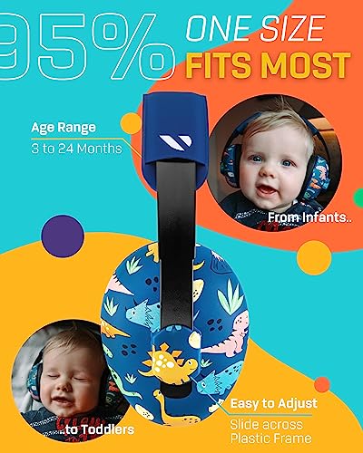 Vanderfields Baby Ear Protection Toddler - Baby Ear Muffs Noise Protection Infant - Dinosaur Club - 21Db Nrr - Age 3 Months / 2 Years - Passive Earmuffs Baby Noise Cancelling Headphones #TOP2