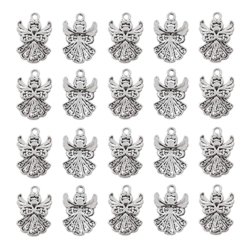 Honbay 60PCS Alloy Angel Charms Pendant Antique Silver Tone Tibetan