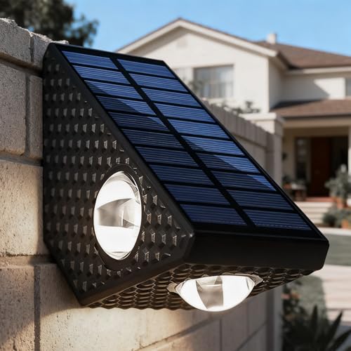 Luces de pared con energía solar de alta resistencia y lámpara exterior impermeable de 2 piezas 3