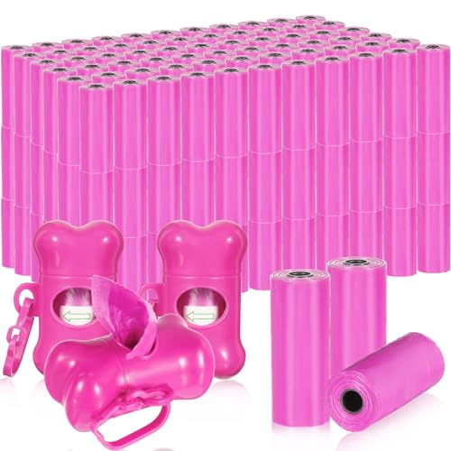 Image of Teling 3000 Count Dog Poop Bags with 3 Dispensers, Hot Pink