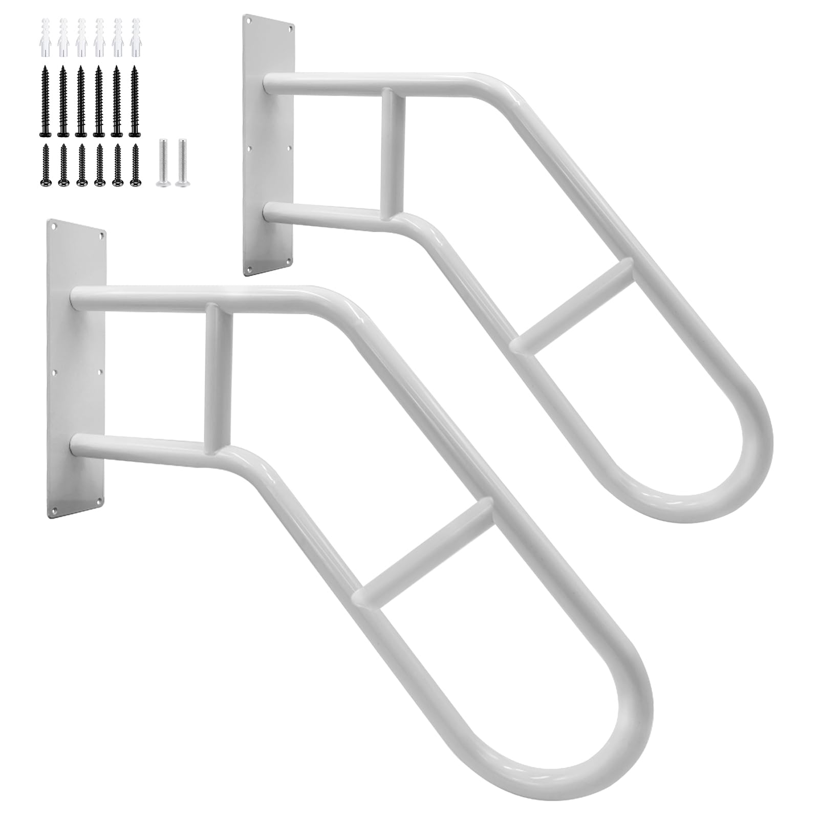 FSA Eligible Outdoor Handicap Grab Bar White, Hand Rails for Outdoor Steps, 28" Step Grab Bar for Outdoor, Garage Railing with Matte Finished, U