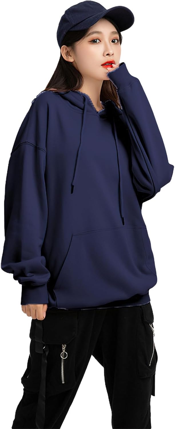 ANUFER Unisex Mens Womens Velvet Lined Cotton Pullover Hoodies Casual Plain Sweatshirt Jumper