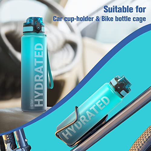 Image of Sahara Sailor Water Bottles, 25oz Motivational Sports Water Bottle with Time Marker - Times to Drink - Tritan, BPA Free, Wide Mouth Leakproof, Fast Flow Technology with Clean Brush (1 Pack)
