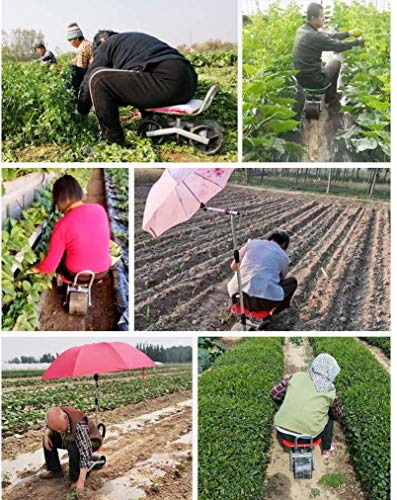 Chunyan Garden Cart Garden Scoot With Swivel Seat Adjustable 360-Degree Swivel Seat For Weeding, Gardening And Outdoor Lawn Care, Garden Cart W/Rolling Seat,Red (Color : Red) #TOP6
