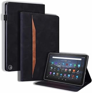 Funda para tablet Samsung Galaxy Tab S9 FE+ - Funda de piel sintética con función atril y encendido automático, soporte para bolígrafo y ranuras para tarjetas, color negro