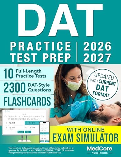 DAT Practice Test Prep: Take Control of the Real DAT with an Online Exam Simulator,Full-Length Practice Tests,Digital Flashcards,DAT Traps,Timing Strategy,PAT Visual Reasoning & Reading Comprehension