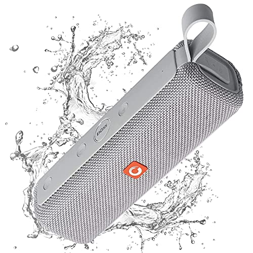 Bluetooth Speaker, DOSS E-go II Portable Bluetooth Speaker with 12W Superior Sound and Bass, IPX6 Waterproof, Built-in Mic, 12H Playtime, Wireless Speaker for Home, Beach, Outdoor and Travel - Grey