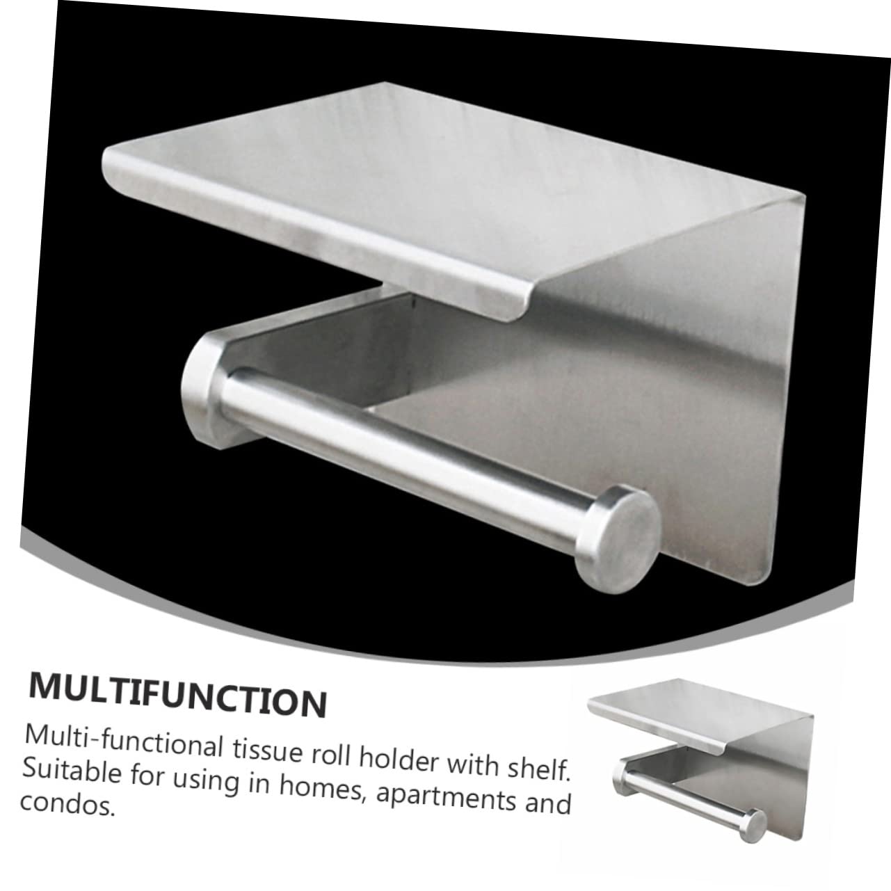 Portarrollos 304 Papel de Acero Inoxidable Higiénico Plata | Estante de Almacenamiento, Diseño Ahorra Espacio, Montaje en Pared para Cocina y Baño