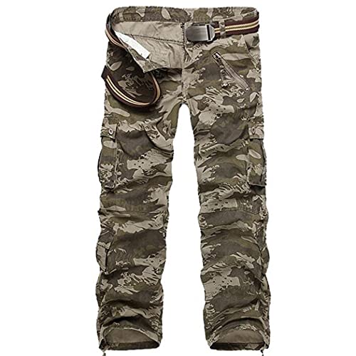 Pantalon cargo homme gris camouflage en grande taille 38 décontracté multipoches
