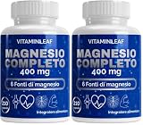 Magnesio Completo 400mg 210 Capsule Vegetali - 6 in 1 con Magnesio Bisglicinato, Pidolato, Citrato, Carbonato, Ossido e Gluconato - Contro Stanchezza e Affaticamento (Confezione da 2)