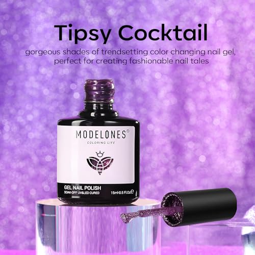 Image of modelones Color Changing Gel Nail Polish,1Pcs 15ml Dark Blue Purple Mood Temperature Change Gel Polish Soak Off DIY Home Winter Nail Art Gift