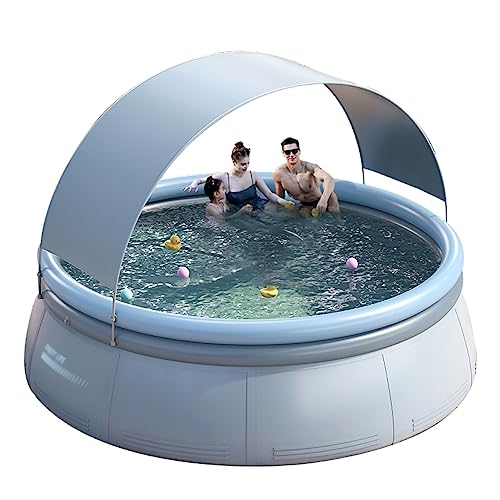 Piscina Hinchable con Toldo Piscina Exterior sobre Suelo Portátil para Bebés, Niños Y Adultos Piscina Hinchable para Jardín Familiar Patio Trasero (Color : Gray, Size : 2.4m)