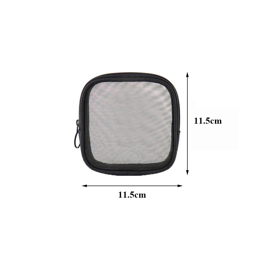 2Pcs Black Mesh Makeup Bag Small Portable Travel Bag Organizer with Zipper Makeup Cosmetic Pouch Bag for Home Office Travel Daily Accessories - Image 2