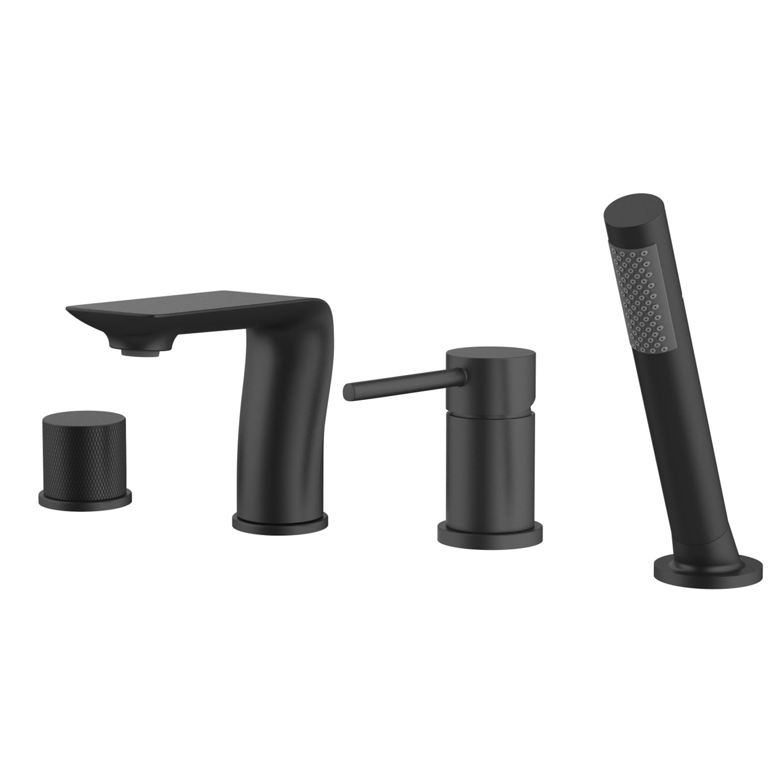 Mitigeur de bain noir sur gorge avec pomme de douche et flexible LWX