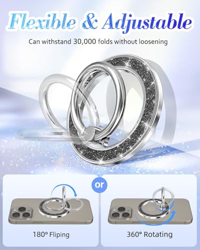 Soporte de anillo MagSafe para selfis y videollamadas con brillo negro 4