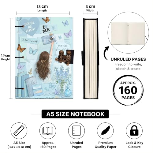 Image of Dream Do Respect Diary Notebook 7x5 Inch 160 Pages Unruled Journal for Notes