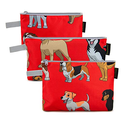 Red Cosmetic Bags Bulk 3 Pack Lightweight Sturdy Toiletries Travel Zipper Storage Pouch Various Size Nylon Animal Travel Accessories with Zip Makeup Organizer for Trip Hiking Cute Dog Pattern
