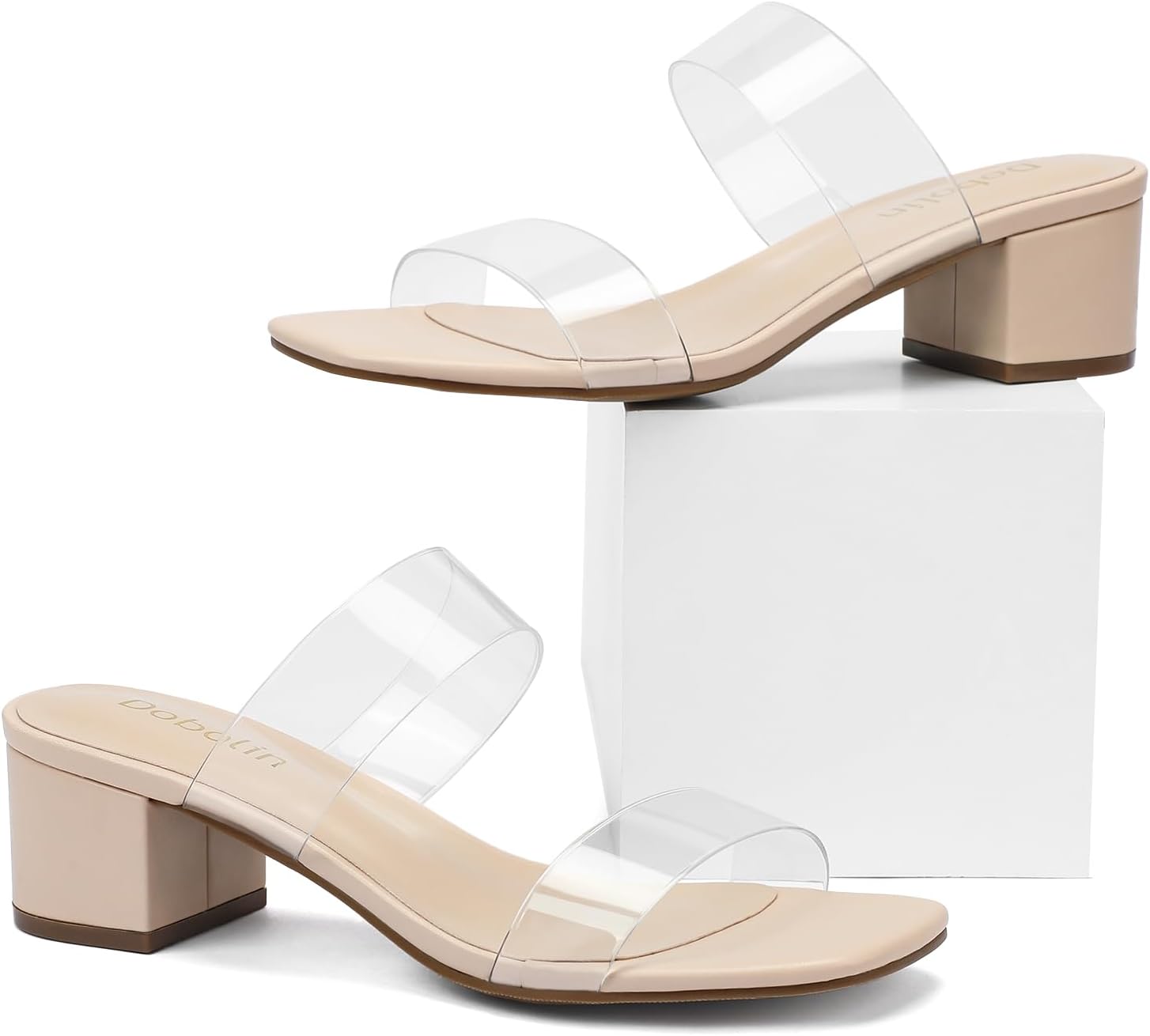 Women's Heeled Sandals Two Strap Square Open Toe Heels 2-Inch Chunky Sandals Dress Shoes Wide Feet Friendly - Image 7