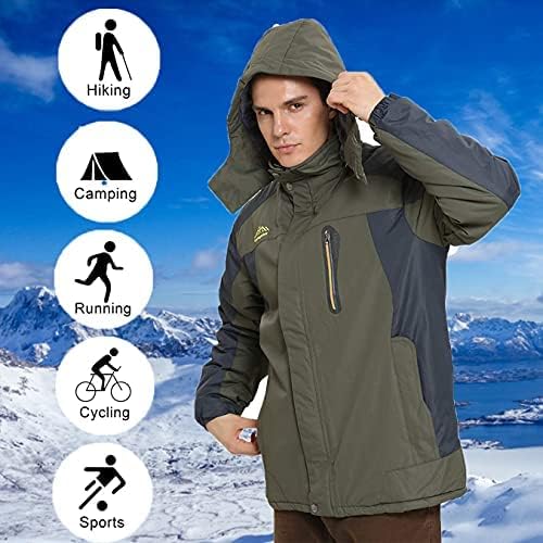 4HOW Men's Waterproof Ski Jacket Warm Winter Snow Coat Mountain Windbreaker Hooded Raincoat Jacket
