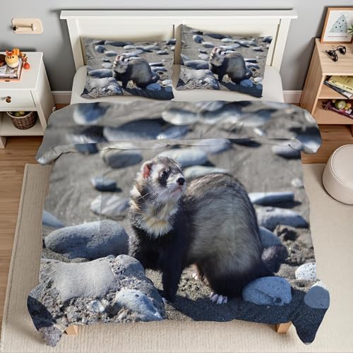 Housse de couette 200x200 imprimé AI belette en microfibre douce haute densité - 4