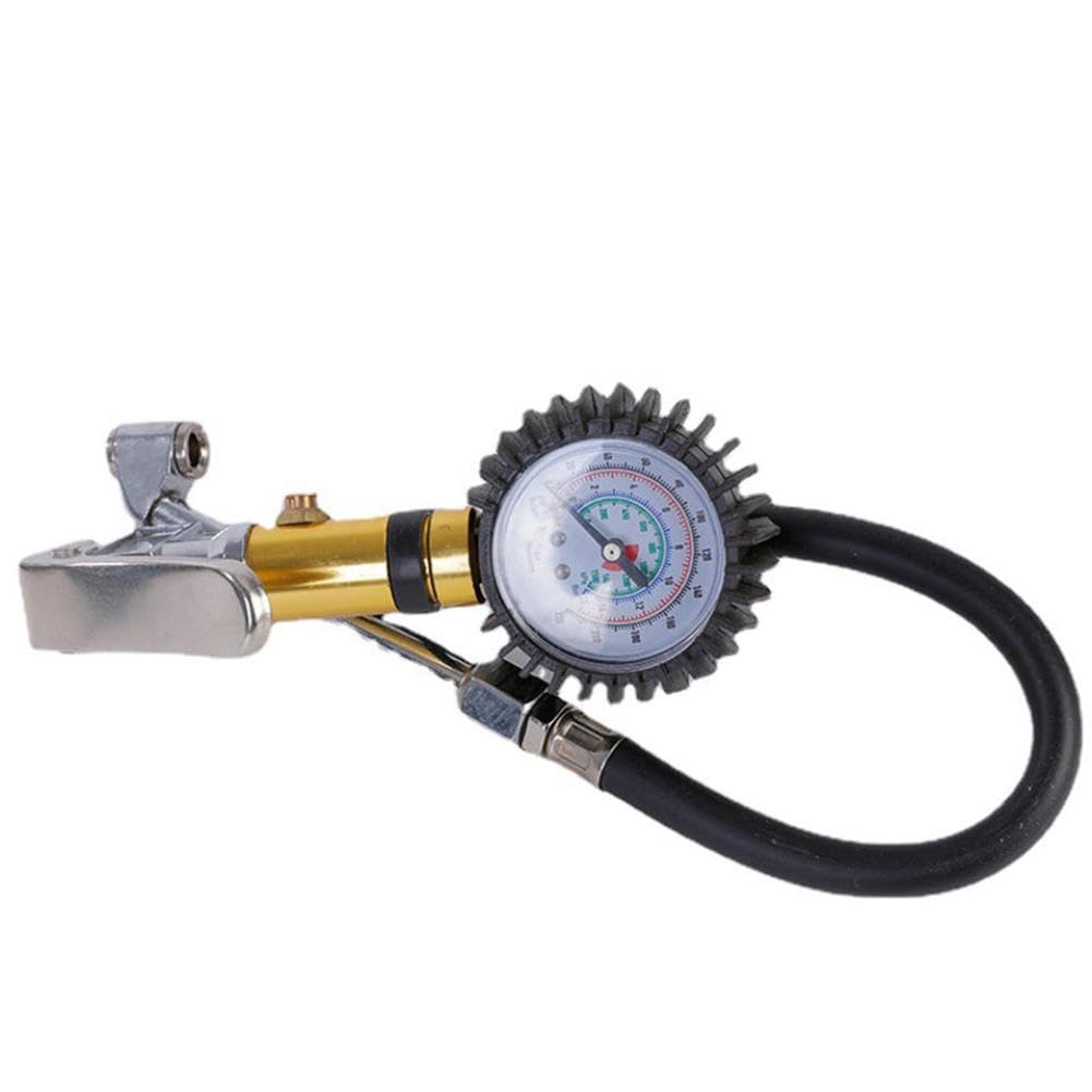 Manomètre de Pression d'air de Voiture pour pneus, jauge de gonflage de Pression de Pneu à Cadran, manomètre de gonflage de Pneu à poignée Automatique(Color Name: Glod)