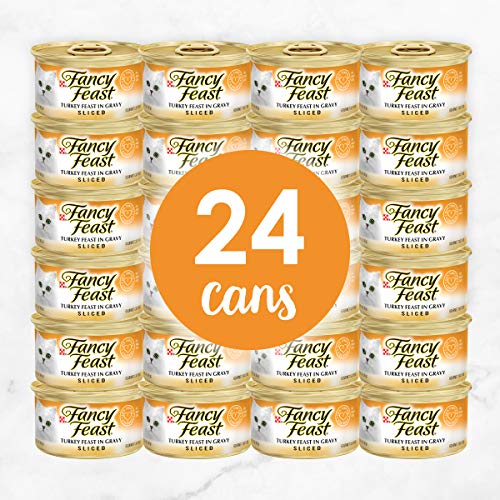 Purina Fancy Feast Gravy Wet Cat Food, Sliced Turkey Feast In Gravy - (24) 3 Oz. Cans #TOP1