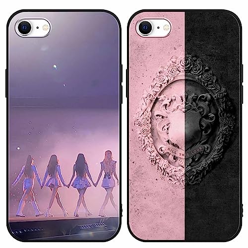 2 Confezioni BLACKPINK Cover per iPhone 8 7 SE 4.7Custodia Kpop Moda Disegni Antiurto Morbida Protezione Copertura per Girls Women con 8 7.02 silicone tpu
