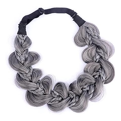 DIGUAN Kinky Synthetic Hair Braided Headband Wide Hairpiece Women Girl Beauty accessory (8-Dark Gray) Cover